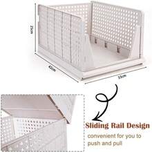 Extra Large Wardrobe Storage Boxes, Stackable Wardrobe Storage Organizer, Set Of 3 Plastic Wardrobe Rack Closet Organizer Boxes, Clothes Organizer Rack Basket For Home Wardrobe Bedroom Laundry Room - White - View 3