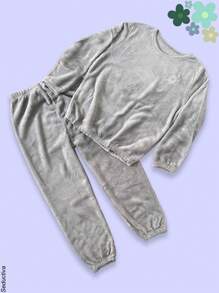 Conjunto de 2 pijamas afelpadas para dama, pantalón y playera manga larga, multicolor. - Multicolor - Ver 5