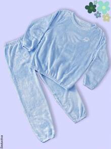 Conjunto de 2 pijamas afelpadas para dama, pantalón y playera manga larga, multicolor. - Multicolor - Ver 3