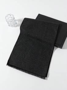 1 件男士围巾新款经典千鸟格图案百搭大衣，温暖时尚的围巾配饰 - 彩色 - 查看 3