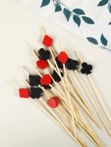35 món đồ trang trí tiệc Poker, tăm khai vị, đồ trang trí đồ uống, tăm cocktail trái cây màu đen trắng đỏ, đồ trang trí chủ đề sòng bạc, xiên tre, tăm trái cây, que xiên cocktail Poker Chip - Nhiều màu - Xem 3