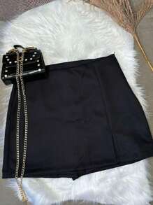 TAILORED SKIRT SHORTS WITH SLIT FASHION BLOGGER SUMMER 2024 - 黑色 - 查看 2