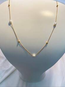 1PC S925 Vòng cổ ngọc trai nước ngọt bạc nguyên chất, Vòng cổ đơn giản cho phụ nữ, Thích hợp để kết hợp hàng ngày, Thích hợp nhất cho tiệc cưới và làm quà tặng - phong cách 1 - Xem 3