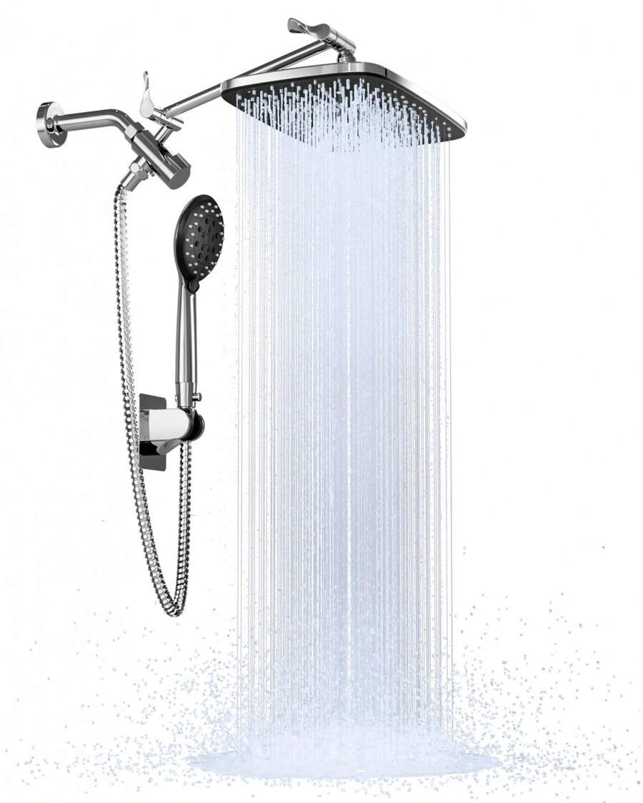 12 Inch High Pressure Rain Shower Head Combo With Adjustable Extension