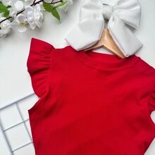 Cropped Ruffled Children's Girl Children's Fashion Stylish Girl - trái cam - Xem 5