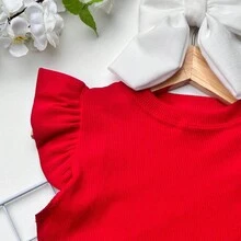 Cropped Ruffled Children's Girl Children's Fashion Stylish Girl - trái cam - Xem 3