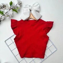 Cropped Ruffled Children's Girl Children's Fashion Stylish Girl - trái cam - Xem 6