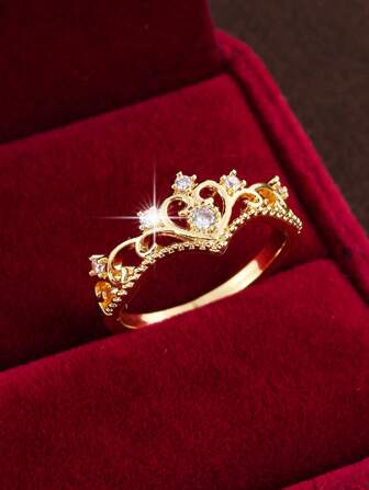 1 Elegant Crown Design With Synthetic Zirconia Women's Ring
