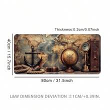 Oversized nautische Karten Gaming Mauspad, Büro Schreibtischunterlage, E-Sport Tastatur Matte, Gummi rutschfestes Design, Extra groß & dick, umsäumter Rand, strapazierfähig & waschbar Rückkehr zur Schule Gaming Mauspad