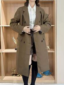 Lässige Jacke mit Wendeüberkragen und Doppelreihe, einfarbig, für den Herbst