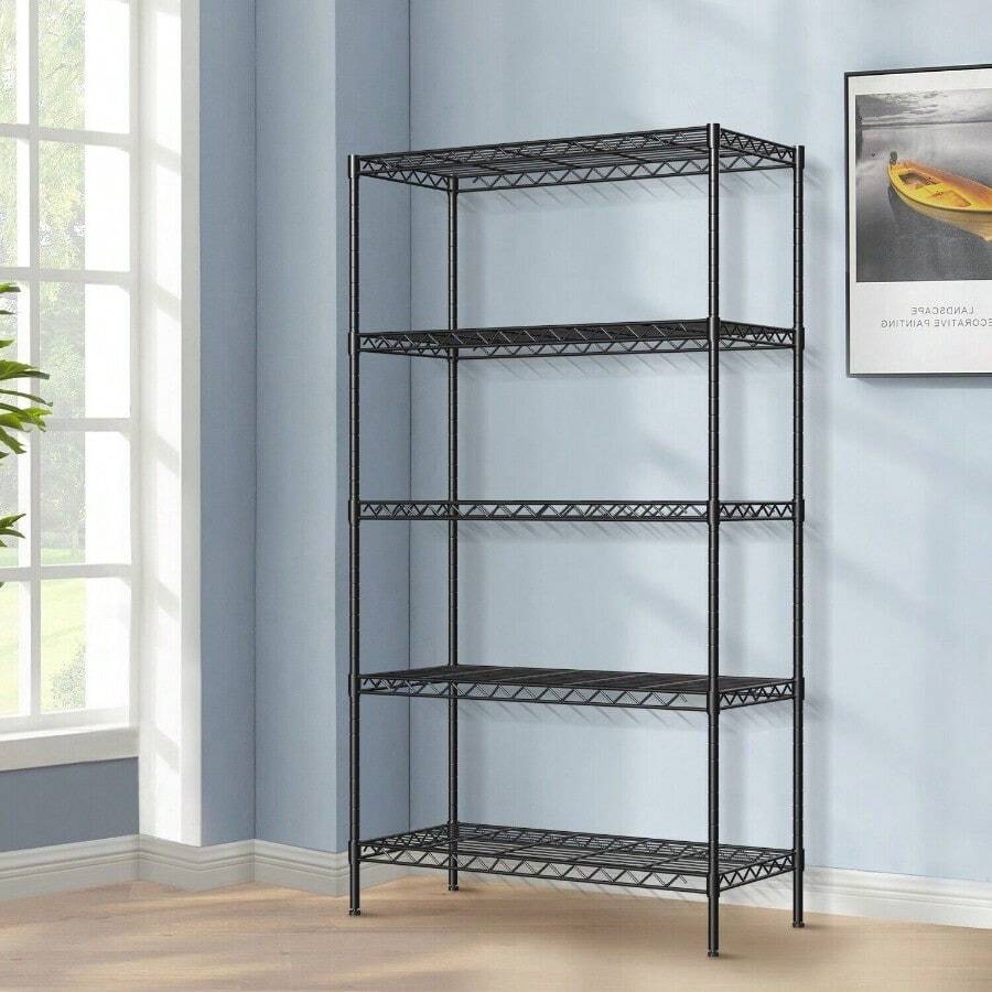 Adjustable Height Heavy Duty 5 Tiers Wire Shelving Unit Steel Layer