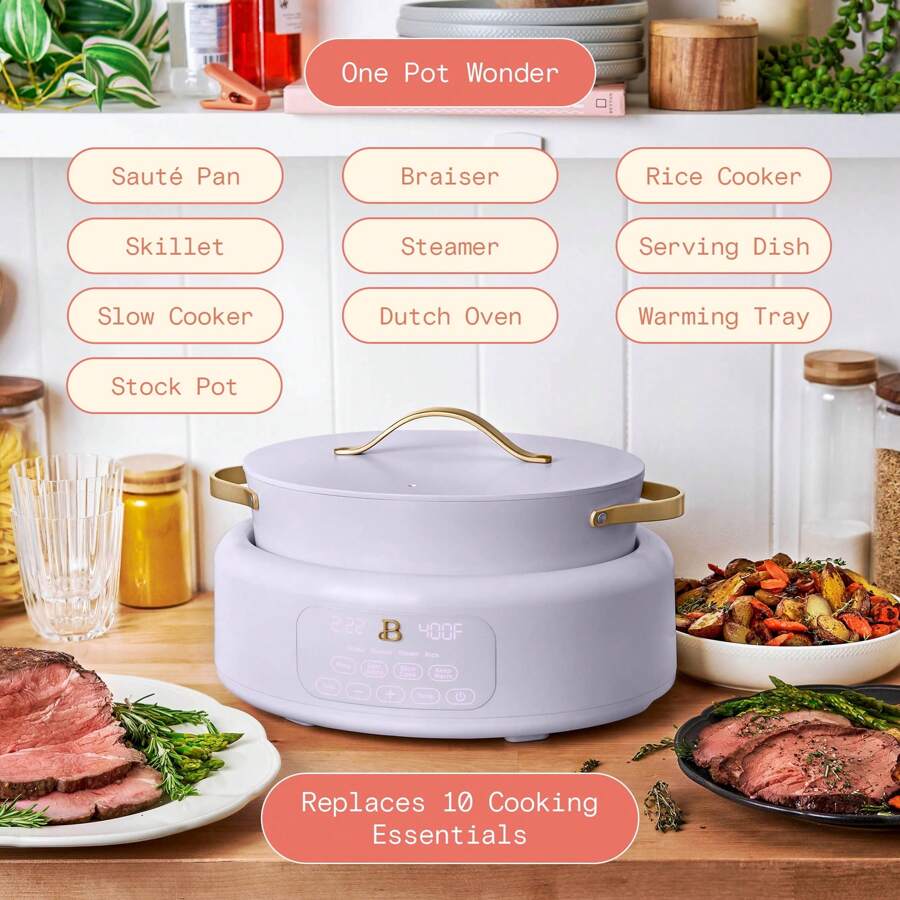 Beautiful 10 In 1 6 Qt Electric MultiCooker, White Icing By Drew