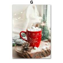 1 件圣诞树红色复古车鹿咖啡厅墙壁艺术帆布画客厅装饰海报和印刷品家居墙壁画无框架 - 彩色 - 查看 36