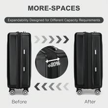 Hành lý ký gửi nhẹ có thể mở rộng lý tưởng cho hành lý xách tay ABS + PC Vỏ cứng có 4 bánh xe xoay Có sẵn các kích cỡ 20, 24, 28 inch - màu đen - Xem 6