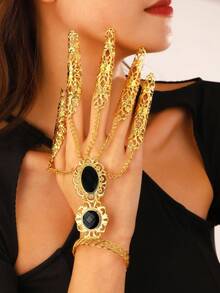 1 件黄金手链镶嵌亚克力女士肚皮舞埃及手链配指甲适合服装 - 連指手鍊 - 查看 12