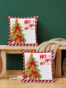 Bộ 2 vỏ gối Giáng sinh mùa đông, Vòng hoa Giáng sinh màu nước, Ông già Noel, Tất Giáng sinh, Cây thông Noel, Người tuyết, Vỏ gối Cottage, Phù hợp cho mọi mùa, Trang trí nhà cửa cho phòng khách, phòng ngủ, ghế sofa, ghế (Không có ruột) - Nhiều màu - Xem 8