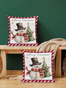 Bộ 2 vỏ gối Giáng sinh mùa đông, Vòng hoa Giáng sinh màu nước, Ông già Noel, Tất Giáng sinh, Cây thông Noel, Người tuyết, Vỏ gối Cottage, Phù hợp cho mọi mùa, Trang trí nhà cửa cho phòng khách, phòng ngủ, ghế sofa, ghế (Không có ruột) - Nhiều màu - Xem 9