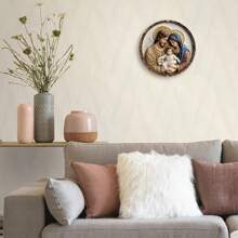 1 pieza Placa metálica redonda de 8x8 pulgadas con diseño de la Sagrada Familia - Perfecta para decoración del hogar, oficina y festividades - Multicolor - Ver 6