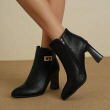 Giày bốt cao bồi cổ ngắn mũi tròn đế bằng cho nữ, phong cách ngoài trời hàng ngày mùa thu/đông mới - màu nâu - Xem 2