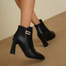 Giày bốt cao bồi cổ ngắn mũi tròn đế bằng cho nữ, phong cách ngoài trời hàng ngày mùa thu/đông mới - màu nâu - Xem 5