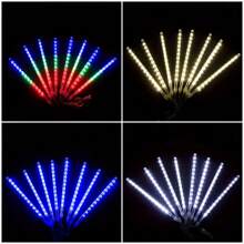 8-Tube LED Solar Powered Meteor Shower Outdoor Tree Decoration Lights, Solar Powered Falling Rain Icicle Lights, Suitable For Thanksgiving, Christmas Tree, Halloween, Holiday Street Tree Decor