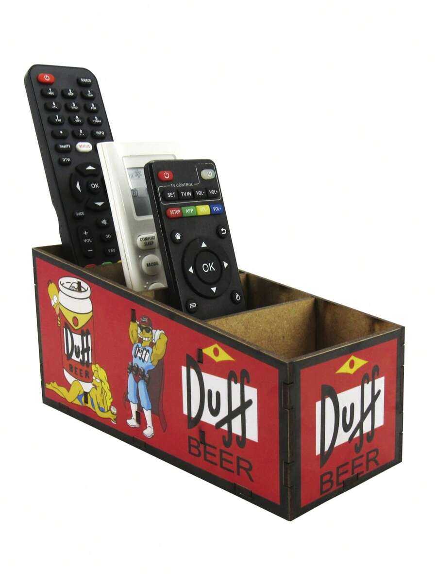 Remote Control Holder With 4 Compartments, Red MDF Design - 紅色 - 查看 1