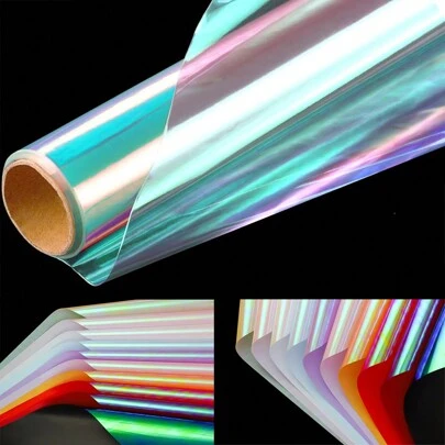 Gift Wrapping Iridescent Cellophane Wedding Birthday Gift Wrapping 4.7Mil Thick Rainbow (32.8' Long X 22" Wide) Cellophane Wrap For Gift Baskets | Birthday Gift, Durable & Tear-Resistant | Plastic Wrap For Flower, Craft