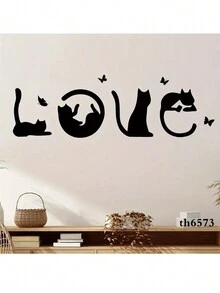 1 套猫墙贴，可爱卡通动物剪影图案自粘式可移除装饰墙贴，适合猫爱好者和入口、门廊、客厅、卧室、浴室、办公室、家居装饰的礼物 - 黑色 - 查看 9