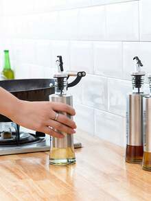 1 件不锈钢和玻璃油瓶/醋分配器，高品质液体倒出容器，带防漏滴嘴，适用于厨房橄榄油、香醋 - 白色 - 查看 6