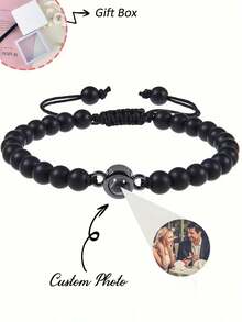 Pulsera personalizada con cuentas de ojo de tigre y proyección de foto, regalo de pulsera de proyección de foto personalizada para vacaciones, cumpleaños, festival