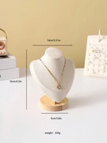 1pc Wooden Mannequin Bust Jewelry Display Stand Necklace Holder For Store Or Personal Use - Rubber Wood Heart-shaped Portrait Table Beige - View 7