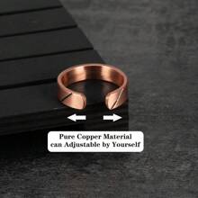 男士纯铜磁力戒指可调节软金属高磁线开口袖口 6 毫米宽可调整大小的珠宝 - 灰色 - 查看 2