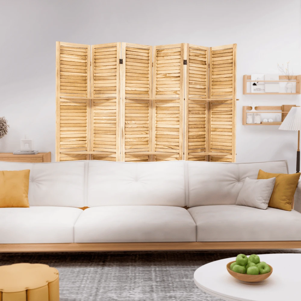Room Divider 6 Panel, Wood Folding Room Divider Screen, Room Divider