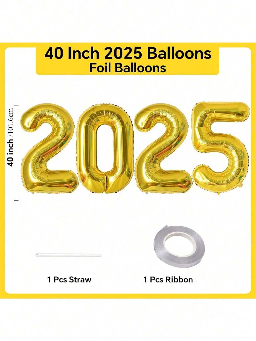 Huge 2025 Balloons New Year - 40 Inch | 2025 Purple Balloons | Happy