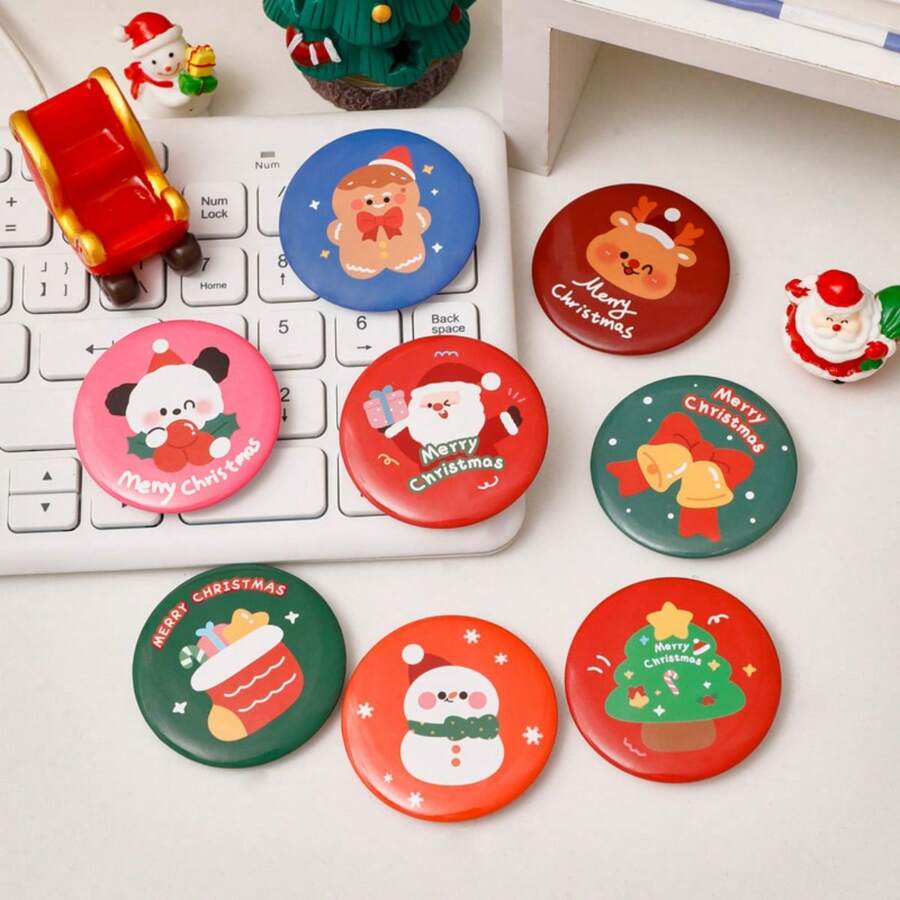 Winters，20 件圣诞派对礼品纽扣别针马口铁徽章胸针雪人驯鹿圣诞老人翻领别针适用于圣诞派对装饰用品礼品袋填充物