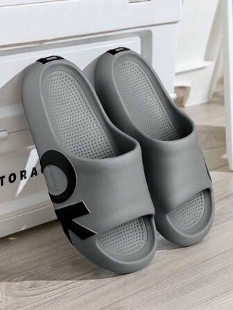  OK 字母印花拖鞋，透气防滑 EVA 厚底露趾拖鞋，适合室内、户外、海滩、淋浴