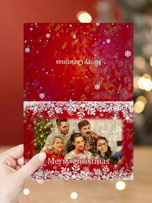 Niestandardowe karty świąteczne, niestandardowe karty bożonarodzeniowe, niestandardowe karty biurowe, niestandardowe produkty, czerwone karty z płatkami śniegu, 1 szt. spersonalizowanych prezentów, możesz dostosować swoje ekskluzywne zdjęcia i tekst, możesz wysłać do współpracowników, przyjaciół, rodziny, kolegów z klasy i innych osób, którym chcesz wysłać, przekaż im najlepsze życzenia z okazji powrotu do szkoły