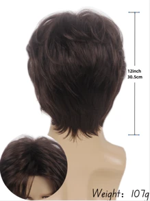 男士棕色短假发，带刘海，逼真合成发丝，适合日常佩戴、角色扮演、圣诞节、化装舞会和动漫服装，REEWES 男士假发