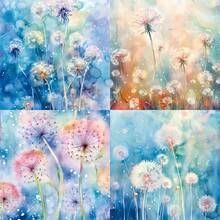 24 张/包 6 英寸 X 6 英寸剪贴簿纸，蜻蜓、孔雀羽毛、蒲公英、蝴蝶翅膀剪贴簿图案纸包 DIY 工艺背景纸、垃圾日记本、卡片制作材料， - 彩色 - 查看 4