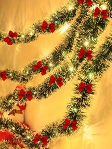 2m/6.5ft Christmas Wreath String Lights, With 20 LED Lights And 6 Bows, For Home, Garden, Bedroom, Party, Indoor/Outdoor Decoration