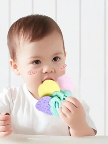 1 pezzo Dentaruolo per neonati, previene il morso delle mani, massaggia le gengive, esercita la presa, calma le emozioni, giocattoli da masticare morbidi, educativi, in varie forme di frutta (fragola, uva, mela ecc.), materiale PP+TPE, lavabile in lavastoviglie