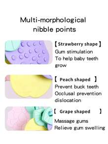 1 pezzo Dentaruolo per neonati, previene il morso delle mani, massaggia le gengive, esercita la presa, calma le emozioni, giocattoli da masticare morbidi, educativi, in varie forme di frutta (fragola, uva, mela ecc.), materiale PP+TPE, lavabile in lavastoviglie