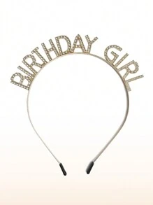 1pc Girl's Happy Birthday Shiny 3D Headband Ribbon Set For Birthday Party