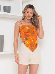 HONGDA VARIETIES New Set Of One-Size-Fits-All Shirt That Ties At The Back And With Print, Shorts With Zipper And No Pocket - 米色 - 查看 3