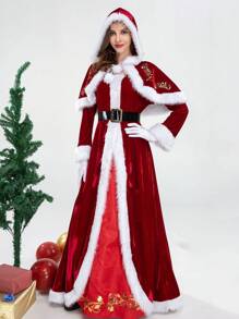 2024 新款圣诞服装圣诞女王角色扮演派对表演长裙万圣节 - 紅色 - 查看 4