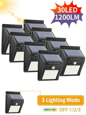 1/4/6/8 Pcs Solar Wall Lights With Motion Sensor, 3-In-1 Smart Solar Powered Dimmable Sensor Wall Lamps With 20/30/40/60 LED Beads, 120° Wide Angle, Waterproof, Suitable For Outdoor Garden Yard Garage Driveway Patio, Halloween/Christmas/Thanksgiving/Room/Home/Outdoor/Wall/Yard Decor