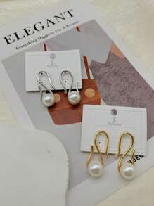 Brinco feminino design de linha com pérola vintage luxo elegante da moda