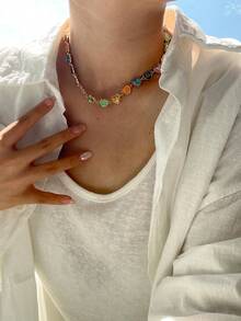 1 Vòng cổ choker hình trái tim nhiều màu sắc dành cho phụ nữ Trang sức dự tiệc tinh tế - vòng cổ tình yêu - Xem 2