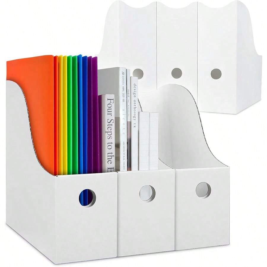 Giá đựng tạp chí - Giá đựng tạp chí bằng bìa cứng chắc chắn, Giá đựng thư mục dọc, Thích hợp cho bàn làm việc, văn phòng hoặc lớp học, Giá đựng tạp chí hộp sách giấy - nhiều màu - Xem 1