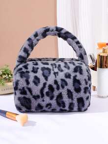 1 件冬季豹纹化妆包带手柄彩色豹纹洗漱包旅行包化妆刷口红收纳包可爱毛绒化妆包猎豹纹洗漱包圣诞节礼物、朋友礼物、钱包学校婚礼旅行必需品生日礼物商务休闲女士钱包和包午餐包旅行包女士浴室配件包 - 彩色 - 查看 5